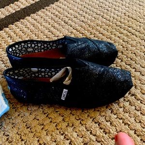Black sparkling Toms never worn